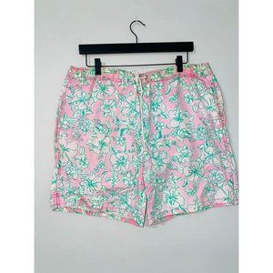 BB1 Lilly Pulitzer white label mens swimsuit trunks medium faded distressed flow